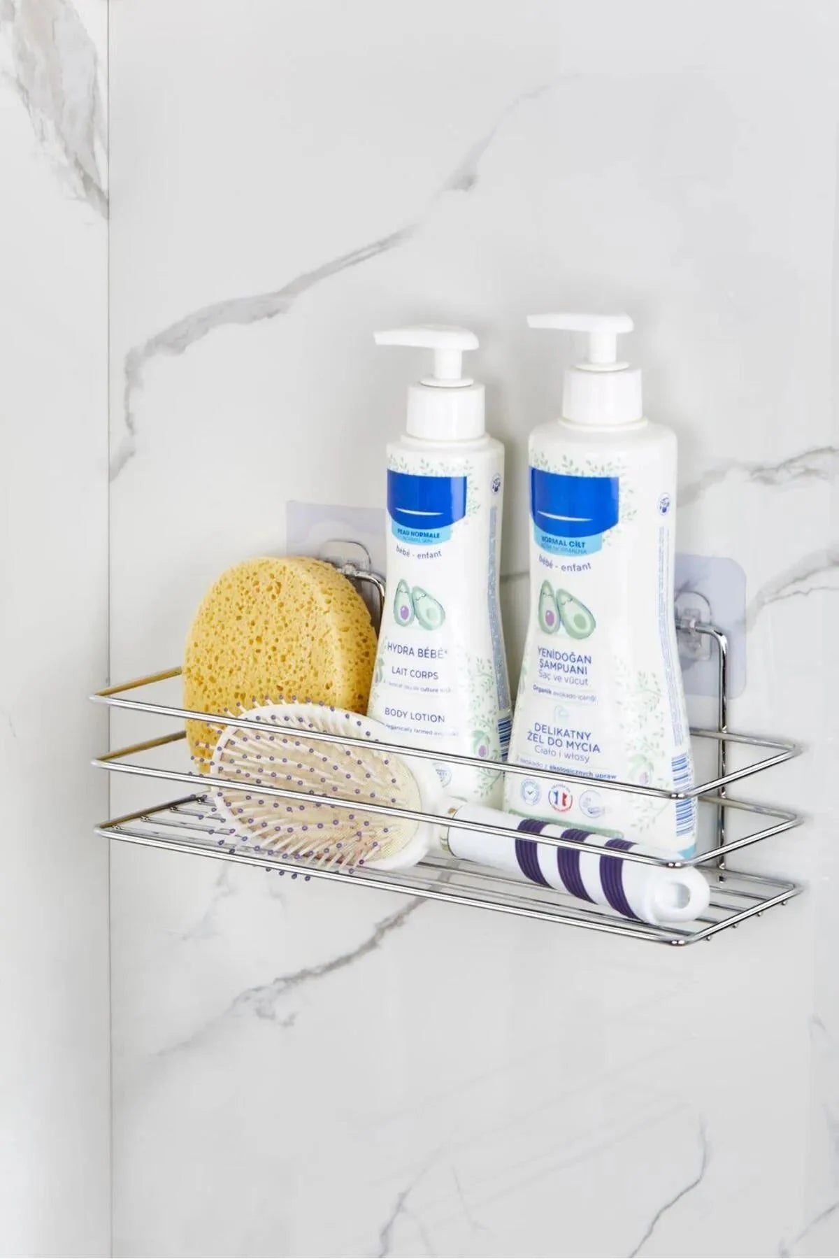 Baus-Güçlü Magic Yapışkan Askılı Dikdörtgen Banyo Rafı